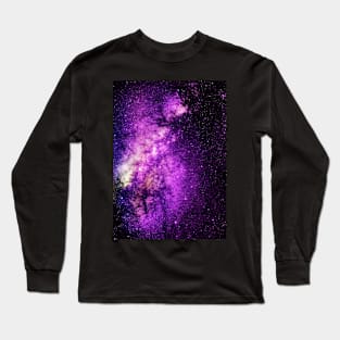 Galaxy, Galaxy print, Blue, Purple, Black, Stars print, Modern art, Wall art, Print, Minimalistic, Modern Long Sleeve T-Shirt